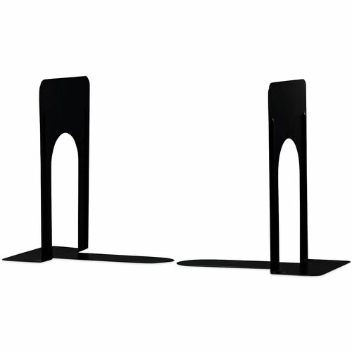 Universal Bookend - 9" Height x 5.88" Width x 8.25" Depth - Rounded Corner - Black - Steel, Metal - 1 Pair