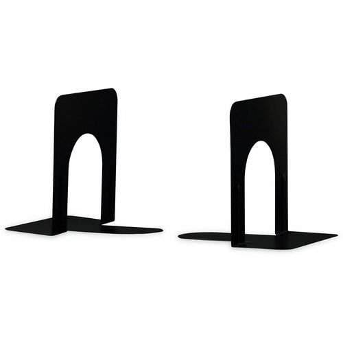 Universal Economy Bookends, 4.75 x 5.25 x 5, Heavy Gauge Steel, Black, Pair - 5" Height x 4.75" Width x 5.25" Depth - Rounded Corner - Black - Steel, Metal - 1 Pair