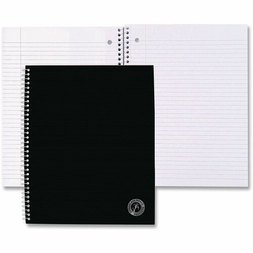 Universal Notebook - 1 Subject(s) - 100 Sheets - Spiral - Medium Ruled, College Ruled Front Ruling - 15 lb Basis Weight - 11" Height x 8.5" Width - White Paper - Black Bagasse Cover