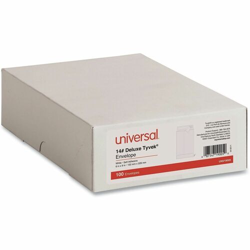 Universal Envelope - Catalog - #1 - 14 lb - Self Adhesive - White - Tyvek - 100 / Box