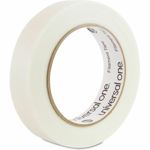 Universal 350# Premium Filament Tape, 3" Core, 24 mm x 54.8 m, Clear - 59.93 yd Length x 0.94" Width x 7.4 mil Thickness - 3" Core - Clear - Synthetic Rubber - Plastic Backing - 1 Roll