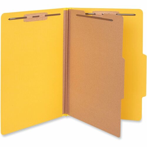 Universal 2/5 Tab Cut Legal Classification Folder - 8 1/2" x 14" - 2" Expansion - 4 Fastener(s) - 2" Fastener Capacity - Top Tab Location - Right of Center Tab Position - 1 Divider(s) - Yellow - 10 Box