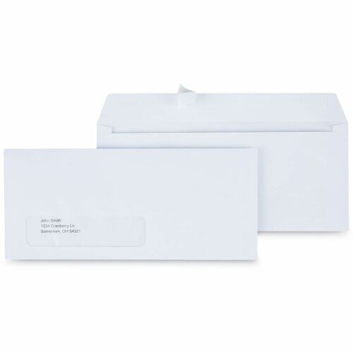 Universal Envelope - Business - #10 - 24 lb - Self Adhesive - White - Paper Stock - 500 / Box