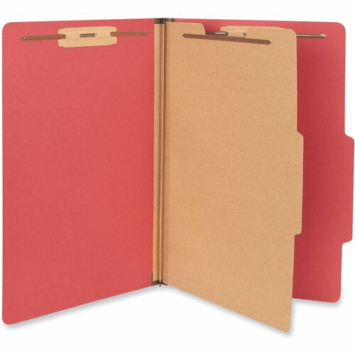 Universal 2/5 Tab Cut Legal Classification Folder - 8 1/2" x 14" - 2" Expansion - 4 Fastener(s) - 2" Fastener Capacity - Top Tab Location - Right of Center Tab Position - 1 Divider(s) - Ruby Red - 10 Box