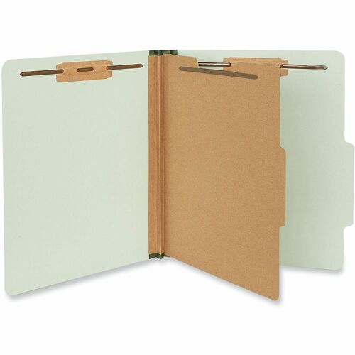 Universal 2/5 Tab Cut Letter Classification Folder - 8 1/2" x 11" - 2" Expansion - 4 Fastener(s) - 2" Fastener Capacity - Top Tab Location - Right of Center Tab Position - 1 Divider(s) - Gray, Green - 10 Box