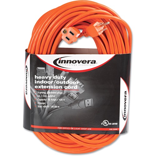 Innovera Power Extension Cord - 120 V AC / 13 A - Orange - 100 ft Cord Length - 1