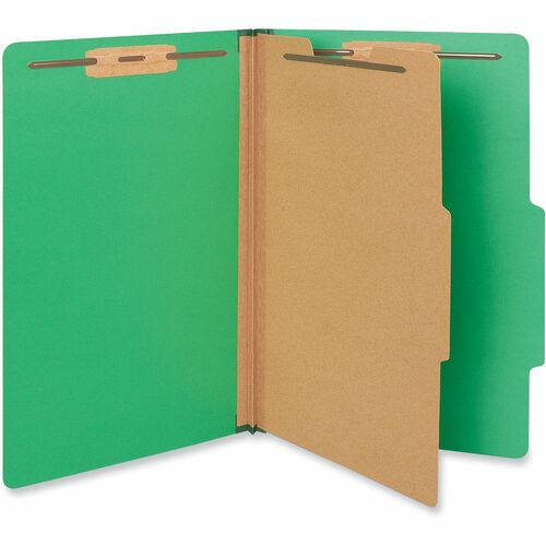 Universal 2/5 Tab Cut Legal Classification Folder - 8 1/2" x 14" - 2" Expansion - 4 Fastener(s) - 2" Fastener Capacity - Top Tab Location - Right of Center Tab Position - 1 Divider(s) - Emerald Green - 10 Box