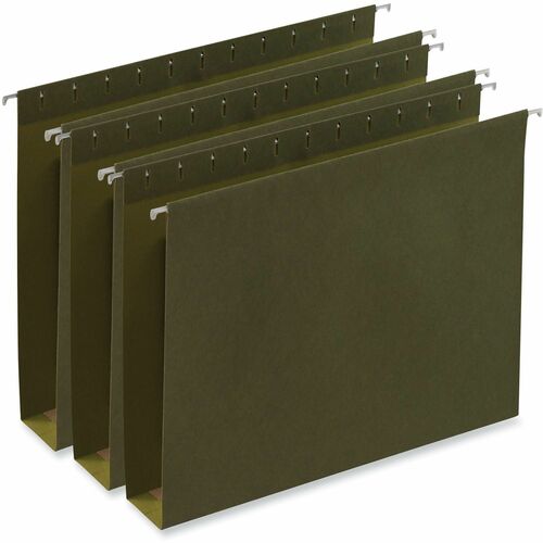 Universal 1/5 Tab Cut Letter Hanging Folder - 8 1/2" x 11" - 2" Expansion - Assorted Tab Position - 11 pt. - Stock - Standard Green - 25 Box