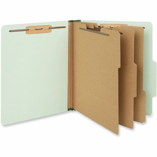 Universal 2/5 Tab Cut Letter Classification Folder - 8 1/2" x 11" - 3" Expansion - 8 Fastener(s) - 2" Fastener Capacity - Top Tab Location - Right of Center Tab Position - 3 Divider(s) - Gray, Green - 10 Box