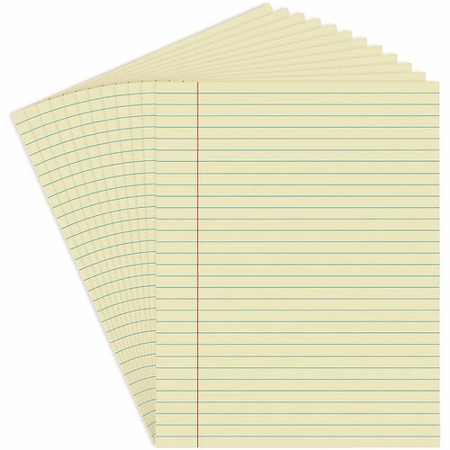Universal Glue Top Pads, Wide/Legal Rule, 50 Canary-Yellow 8.5 x 11 Sheets, Dozen - 1 Subject(s) - 50 Sheets - Glued - Wide Ruled, Legal Ruled Front Ruling - 16 lb Basis Weight - 11" Height x 8.5" Width - Canary Paper - Chipboard Cover - 1 Dozen