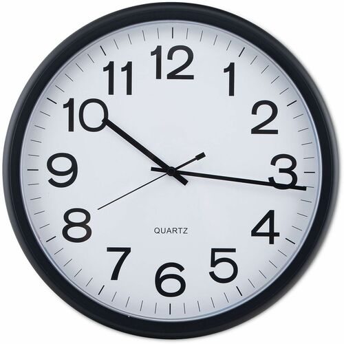 Universal Products Wall Clock - Analog - Quartz - White Main Dial - Black Case - Plastic
