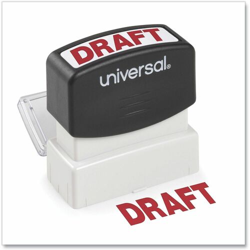 Universal Products Pre-inked Stamp - Message Stamp - DRAFT - 1.69" Impression Width - Red - ABS Plastic - Recycled - 1 Each - TAA Compliant