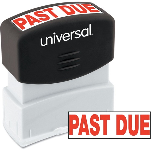 Universal Products Pre-inked Stamp - Message Stamp - PAST DUE - 1.69" Impression Width - Red - ABS Plastic - Recycled - 1 Each - TAA Compliant