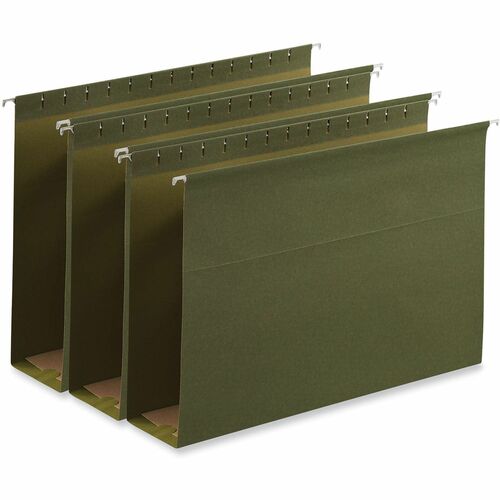 Universal 1/5 Tab Cut Legal Hanging Folder - 8 1/2" x 14" - 3" Expansion - Assorted Tab Position - 11 pt. - Stock - Standard Green - 25 Box