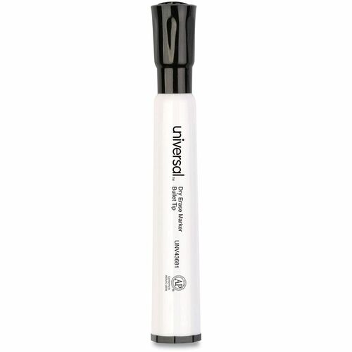 Universal Dry Erase Marker, Medium Bullet Tip, Black, Dozen - Medium Bullet Marker Point - Black Ink - Dry - General Purpose - 1 Dozen