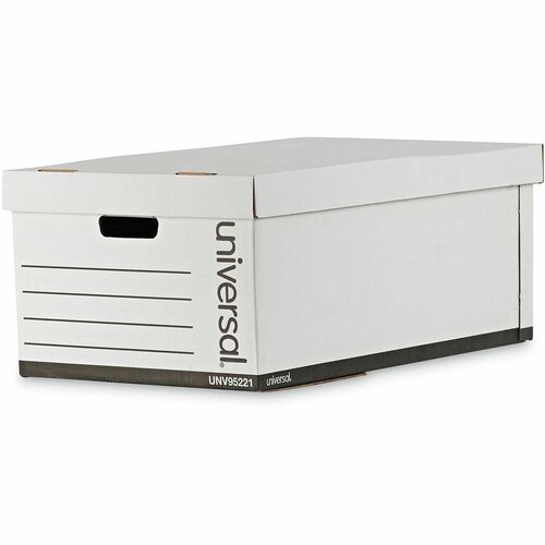 Universal Medium-Duty Easy Assembly Storage Box, Legal Files, White, 12/Carton - Internal Dimensions: 15.13" Width x 24" Depth x 10.25" Height - Media Size Supported: Legal - Lift-off Closure - Medium Duty - Stackable - Corrugated Fiberboard - White - For