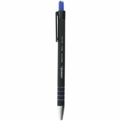 Universal Ballpoint Pen, Retractable, Medium 1 mm, Blue Ink, Blue Barrel, Dozen - 1 mm Medium Conical Pen Point - Retractable - Blue Ink - Blue Barrel - 1 Dozen