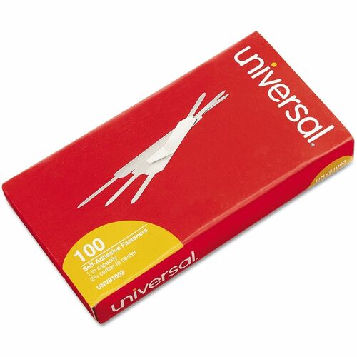 Universal Paper Fastener - 100 Sheet Capacity - Self-adhesive - Silver - Metal - 100 / Box