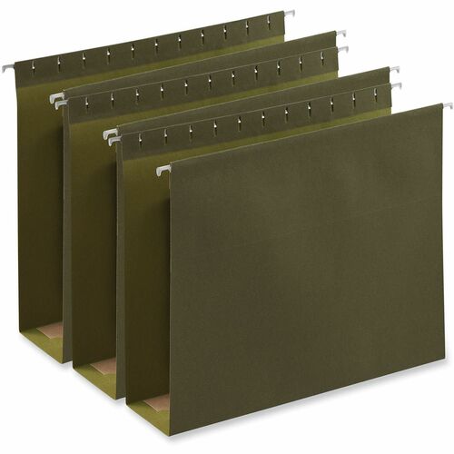 Universal 1/5 Tab Cut Letter Hanging Folder - 8 1/2" x 11" - 3" Expansion - Assorted Tab Position - 11 pt. - Stock - Standard Green - 25 Box