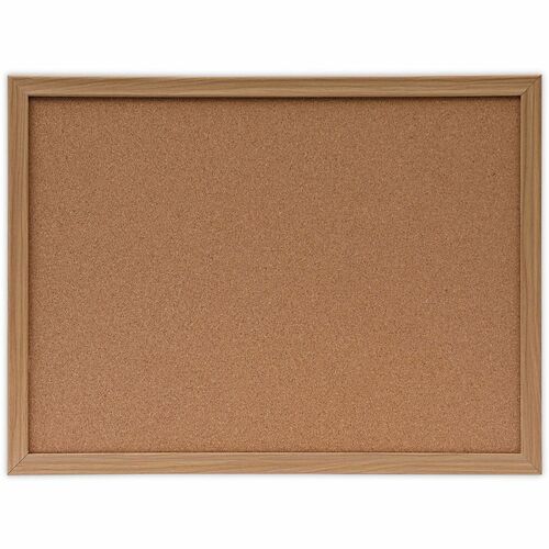 Universal Bulletin Board - 18" Board Height x 24" Board Width - Tan Natural Cork Surface - Self-healing, Corner, Durable - Oak Wood Frame - 1 / Each