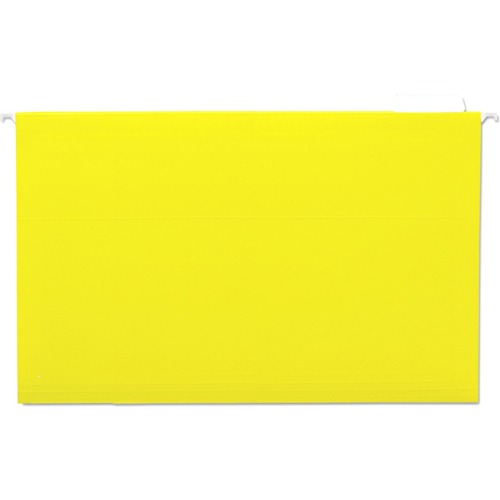 Universal Products 1/5 Tab Cut Legal Recycled Hanging Folder - 8 1/2" x 14" - Assorted Tab Position - Yellow - Compartment, Index Tab - 25 / Box
