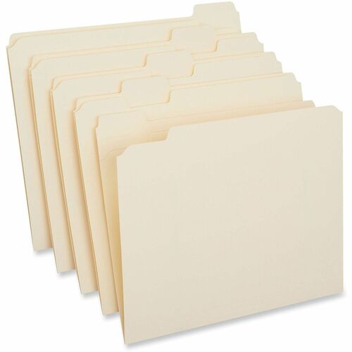 Universal 1/5 Tab Cut Letter Top Tab File Folder - 8 1/2" x 11" - 3/4" Expansion - Assorted Tab Position - 11 pt. - Manila - 100 Box