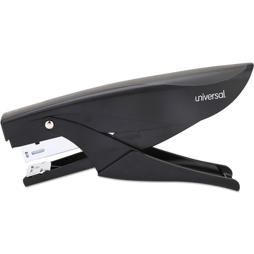 Universal Deluxe Plier Stapler - Staples Upto 20 Sheet - Holds Upto 210 Staple - Full Strip - Staple Size: 0.50" - 0.50" Crown Width - Top Loading - Black - Metal, Plastic - 1 Each