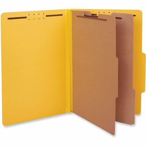 Universal 2/5 Tab Cut Legal Classification Folder - 8 1/2" x 14" - 2" Expansion - 6 Fastener(s) - 2" Fastener Capacity - Top Tab Location - Right of Center Tab Position - 2 Divider(s) - Yellow - 10 Box