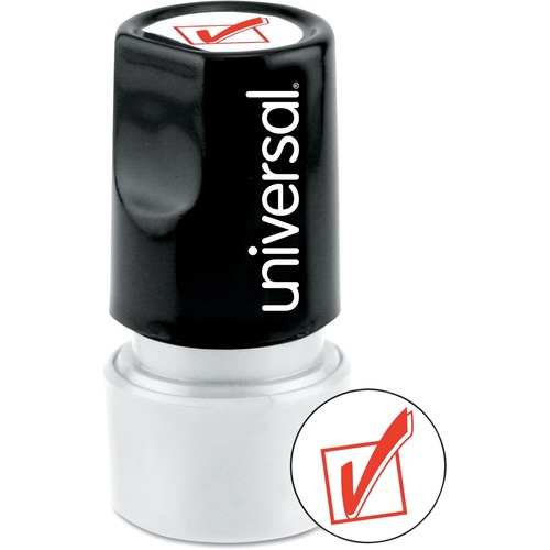 Universal Products Pre-inked Stamp - Message Stamp - CHECK MARK(ICON) - 0.75" Impression Diameter - Red - 1 Each - TAA Compliant