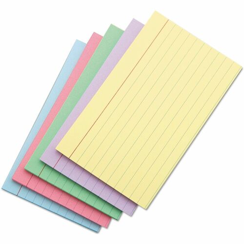 Universal Index Cards, Ruled, 4 x 6, Assorted, 100/Pack - 4" Width x 6" LengthRecycled - Ruled - 100 / Pack