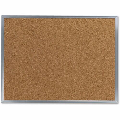 Universal Bulletin Board - 18" Board Height x 24" Board Width x 1.30" Board Depth - Tan Cork Surface - Resilient, Self-healing - Satin Aluminum Frame - 1 Each