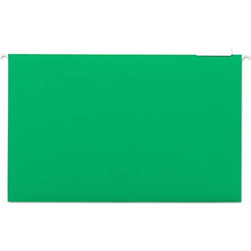Universal 1/5 Tab Cut Legal Hanging Folder - 8 1/2" x 14" - Assorted Tab Position - 11 pt. - Stock - Bright Green - 25 Box