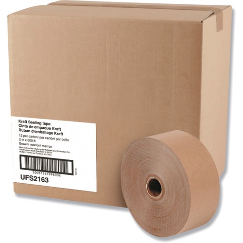 General Supply Gummed Kraft Sealing Tape, 3" Core, 2" x 600 ft, Brown, 12/Carton - 200 yd Length x 2" Width x 5.3 mil Thickness - 3" Core - Brown - Kraft Paper Backing - 12 / Carton