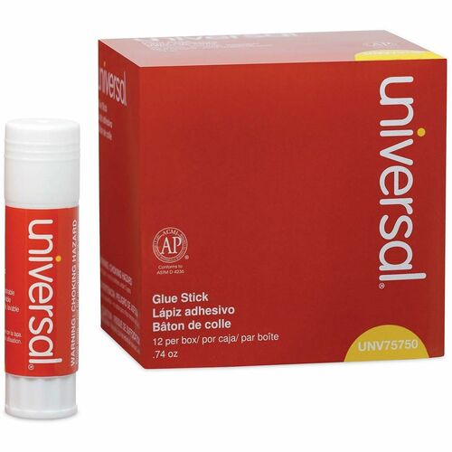 Universal Products Glue Stick - 0.74 oz - Clear - 12 / Pack