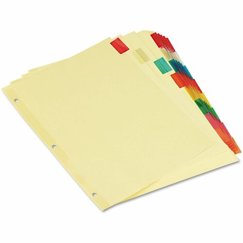 Universal Insertable Tab Index, 8-Tab, 11 x 8.5, Buff, Assorted Tabs, 6 Sets - 8 Write-on Side Tab(s) - Letter - 8.50" Width x 11" Length - 3 Hole Punched - Buff Paper Divider - Assorted Plastic Tab(s) - Recycled - Customizable, Mylar Reinforced Edge - 6 