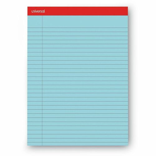 Universal Notepad - 1 Subject(s) - 50 Sheets - Tape Bound - Wide Ruled, Legal Ruled Front Ruling - 16 lb Basis Weight - 11" Height x 8.5" Width - Blue Paper - Chipboard Cover - 1 Dozen