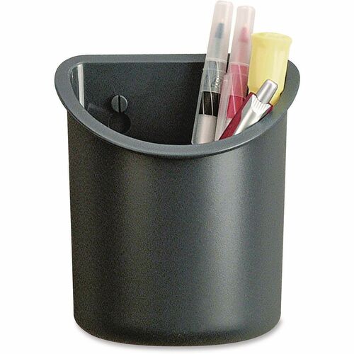 Universal Pen/Pencil Holder - 5" Height x 4.3" Width x 2.5" Depth - Plastic - Charcoal - 1
