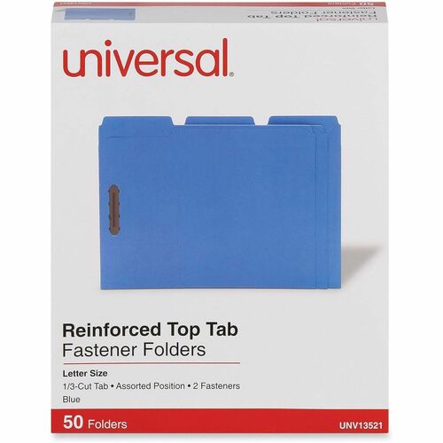 Universal 1/3 Tab Cut Letter Classification Folder - 8 1/2" x 11" - 3/4" Expansion - 2 Fastener(s) - 2" Fastener Capacity - Top Tab Location - Assorted Tab Position - Blue - 50 Box