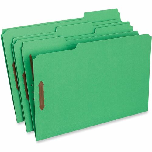 Universal 1/3 Tab Cut Legal Classification Folder - 8 1/2" x 14" - 3/4" Expansion - 2 Fastener(s) - 2" Fastener Capacity - Top Tab Location - Assorted Tab Position - Green - 50 Box