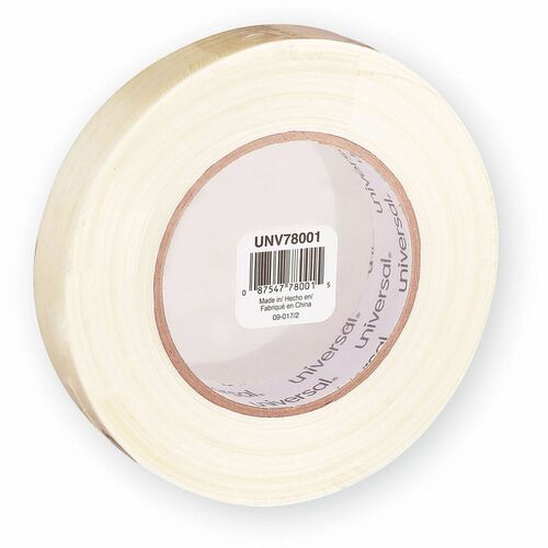 Universal 190# Medium Grade Filament Tape, 3" Core, 24 mm x 54.8 m, Clear - 59.93 yd Length x 0.94" Width x 6.2 mil Thickness - 3" Core - Clear - Synthetic Rubber - Plastic Backing - 1 Roll