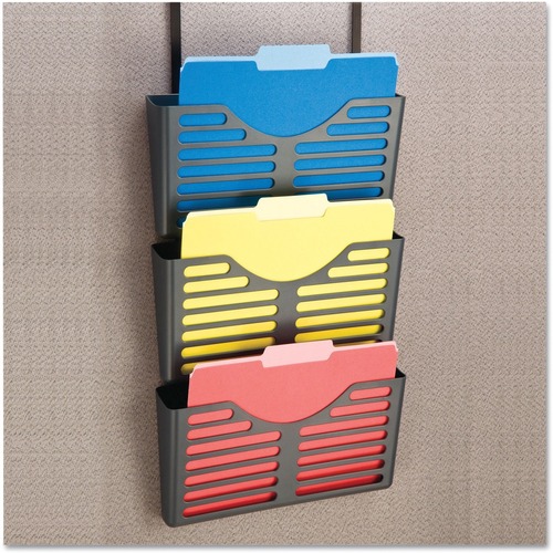Universal File Pocket - 3 Compartment(s) - 28" Height x 13.50" Width x 4.75" Depth - Charcoal - Plastic - 3 Pack