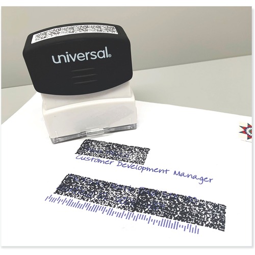 Universal Pre-inked Stamp - Message Stamp - Obscures Data - 1 Line(s) - 1.69" Impression Width x 0.56" Impression Length - Black - Recycled - 1 Each - TAA Compliant