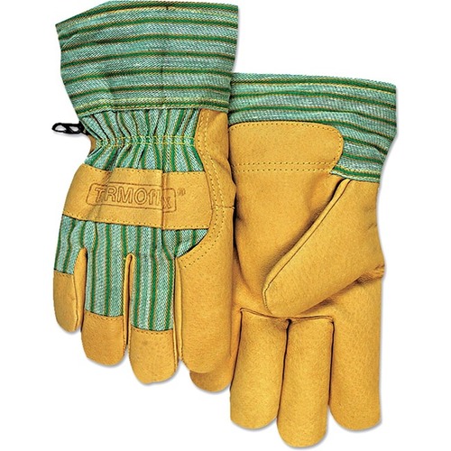 Anchor Brand CW-777 Pigskin Cold Weather Gloves, Large - Large Size - For Right/Left Hand - Green, Gold - Knit Wrist, Comfortable, Durable - 6 Pack