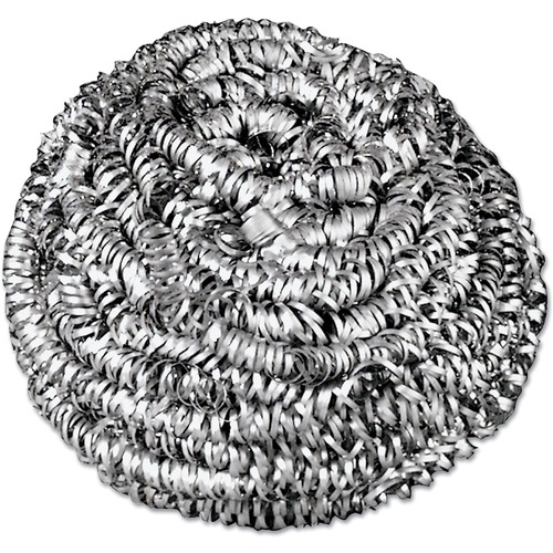 Boardwalk Stainless Steel Scrubbers, Medium Size, 72/Carton - Rust Resistant - Steel Gray