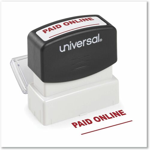 Universal Pre-inked Stamp - Message Stamp - PAID ONLINE - 1.69" Impression Width - Red - ABS Plastic - Recycled - 1 Each - TAA Compliant