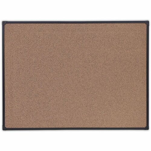 Universal Bulletin Board - 35.43" Board Height x 47.24" Board Width x 0.47" Board Depth - Brown Rubber, Cork Surface - Durable, Sleek Style, Heavy Duty, Sturdy - Black Aluminum Frame - 1 Each
