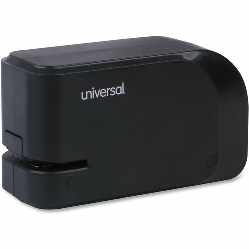 Universal Electric Stapler - Staples Upto 20 Sheet - Holds Upto 105 Staple - Half Strip - Staple Size: 0.50" - 0.50" Throat Depth - 0.50" Crown Width - Front - 4 x AA - Black - Plastic, Metal - 1 Each