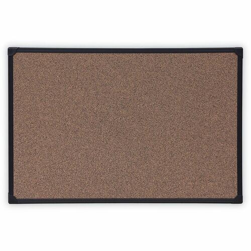 Universal Bulletin Board - 23.62" Board Height x 35.43" Board Width x 0.47" Board Depth - Brown Rubber, Cork Surface - Durable, Sleek Style, Heavy Duty, Sturdy - Black Plastic Frame - 1 Each