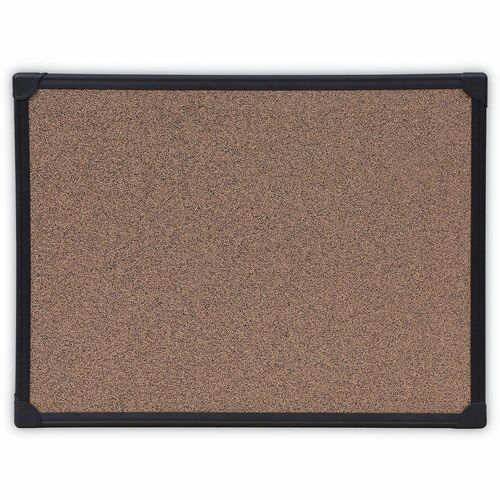 Universal Bulletin Board - 17.71" Board Height x 23.62" Board Width x 0.47" Board Depth - Brown Rubber, Cork Surface - Durable, Sleek Style, Heavy Duty, Sturdy - Black Aluminum Frame - 1 Each