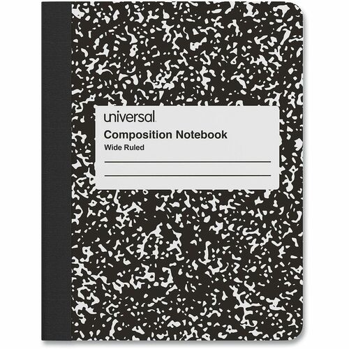 Universal Composition Book, Wide/Legal Rule, Black Marble Cover, (100) 9.75 x 7.5 Sheets - 1 Subject(s) - 100 Sheets - Sewn - Wide Ruled, Legal Ruled Front Ruling - 15 lb Basis Weight - 9.75" Height x 7.5" Width - White Paper - Black Marble Chipboard Cove